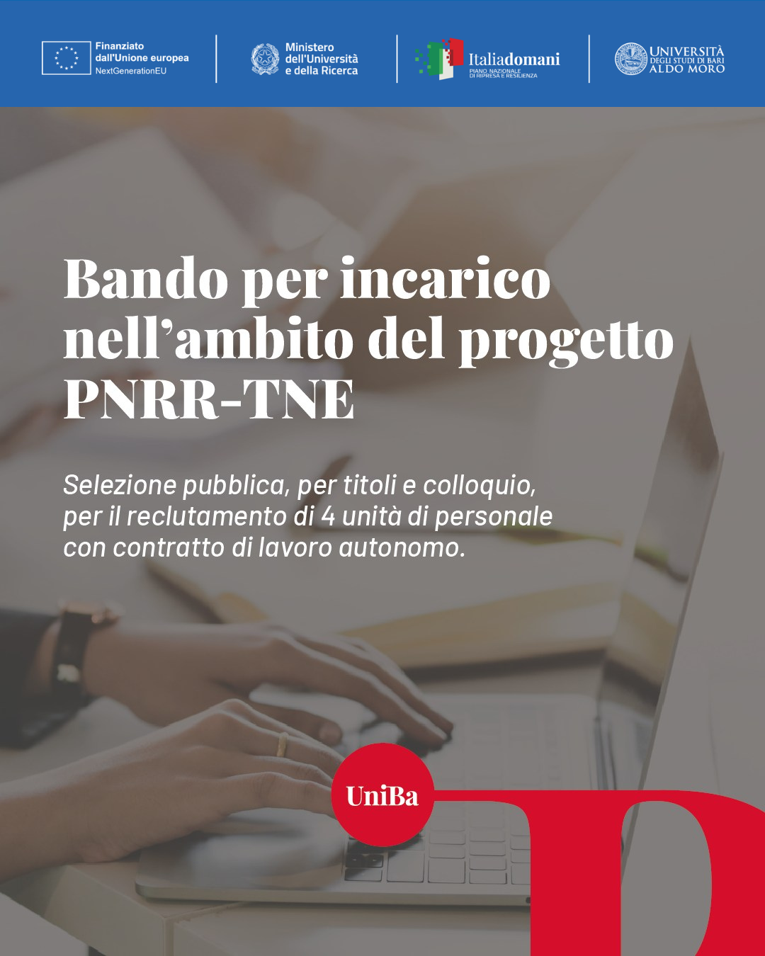 Selezione pubblica per n. 4 unità di personale