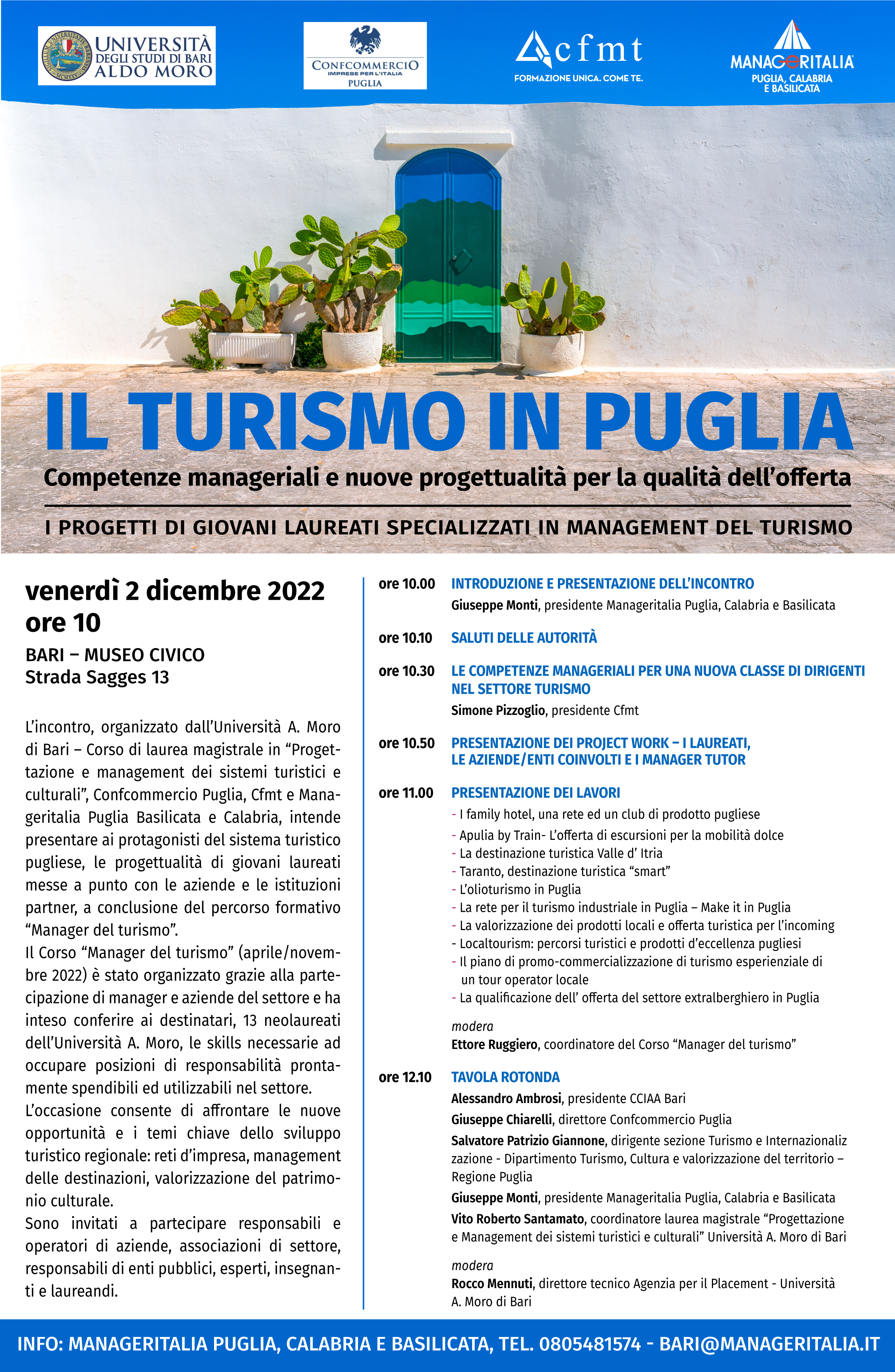 “Il turismo in Puglia: competenze manageriali e nuove progettualità per la qualità dell’offerta”